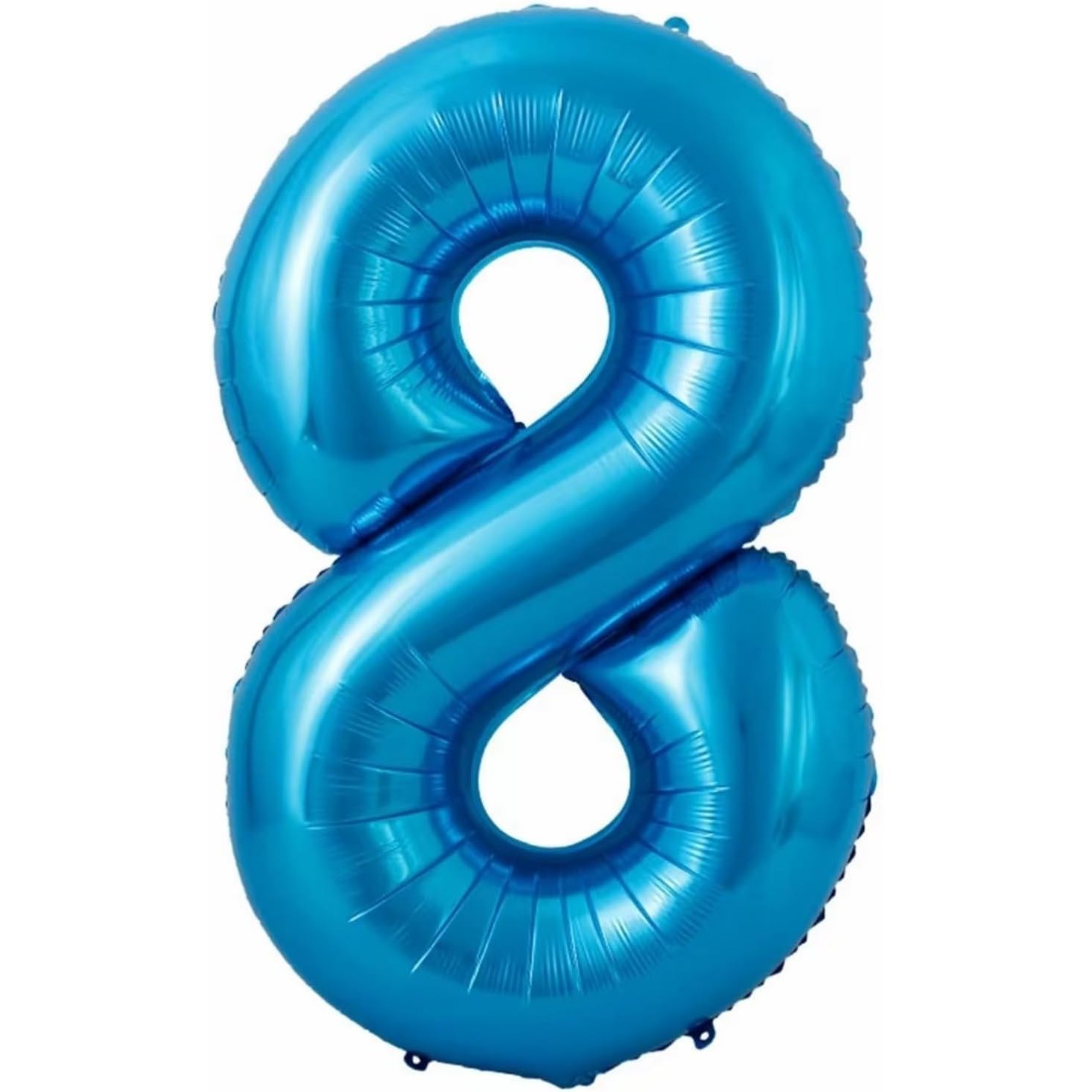 Balon din Folie Metalizata Flippy, Figurina Cifra si Coroana, Tema Aniversare 100 cm, Ambalaj Individual, Pai inclus, Umflare cu Aer sau Heliu, Albastru, Cifra 8 - imagine 2