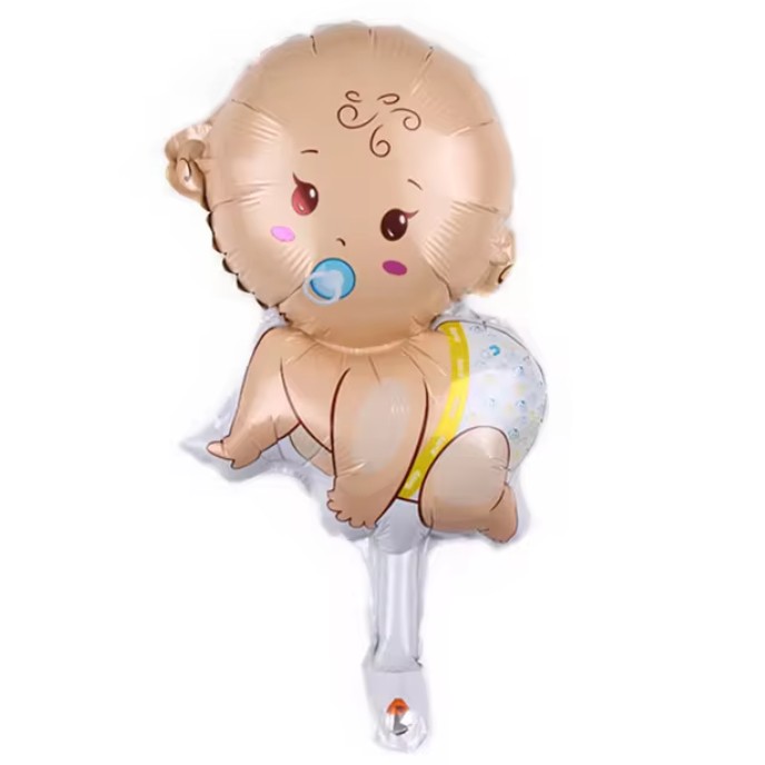 Balon din Folie Metalizata, Flippy, Mini Figurina, Model Bebelus Baietel, Tematica Gender Reveal, 45x25 cm, Ambalaj Individual, Pai Inclus, Umflare cu Aer sau Heliu, Multicolor - imagine 4