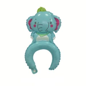 Balon din Folie Metalizata, Flippy, Tip Coronita, Model Elefant, Ambalaj Individual, Pai Inclus, Umflare cu Aer sau Heliu, 47 x 27 cm, Albastru