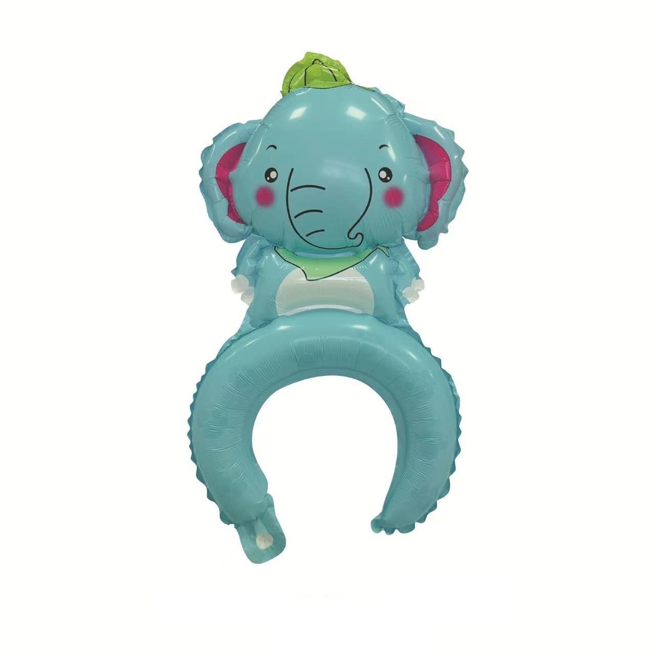 Balon din Folie Metalizata, Flippy, Tip Coronita, Model Elefant, Ambalaj Individual, Pai Inclus, Umflare cu Aer sau Heliu, 47 x 27 cm, Albastru