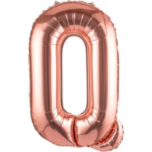 Balon Folie Metalizata Litera Q, Flippy, 100 cm, Umflati cu Heliu sau Aer, Ambalaj Individual, Pai inclus, Rose Gold