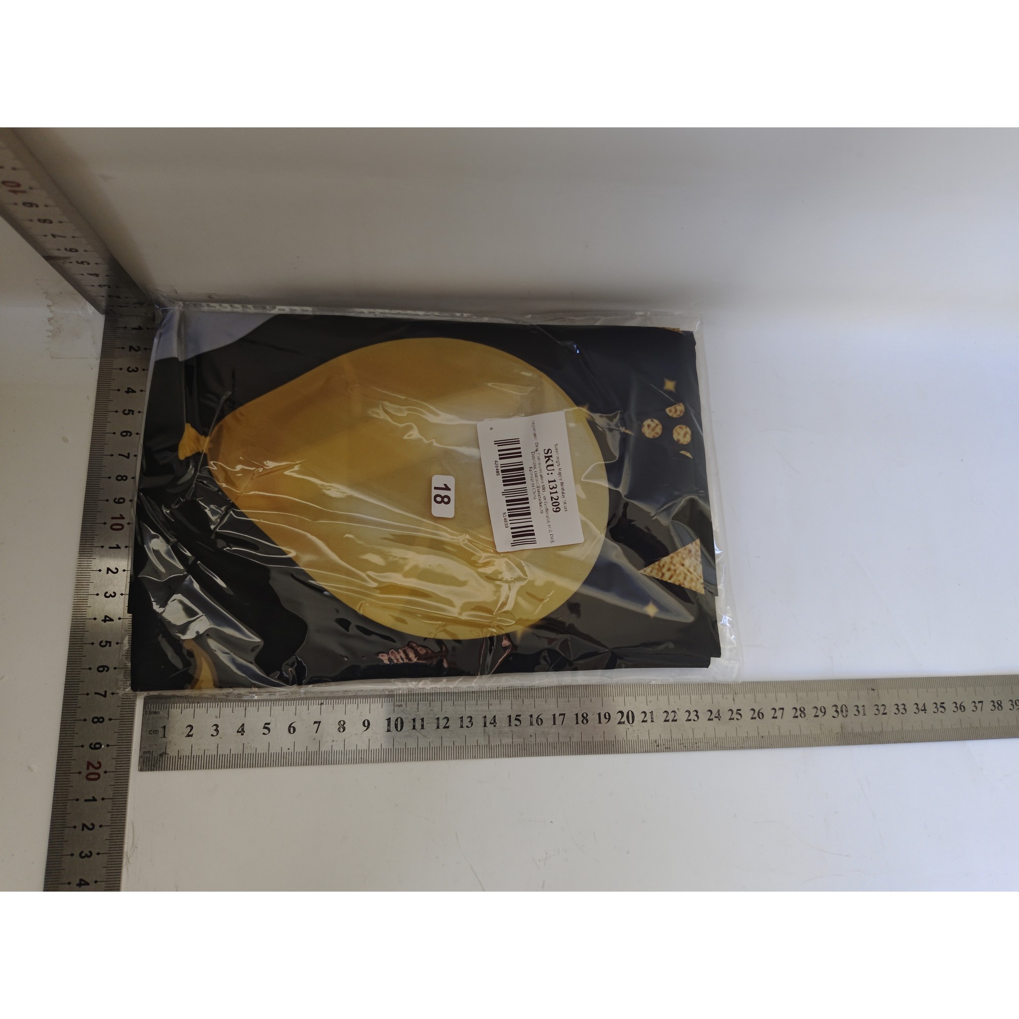 Banner pentru Petrecere, Flippy, Model Happy Birthday, Tematica Majorat, Aniversare 18 Ani, 185x90 cm, Negru - imagine 2