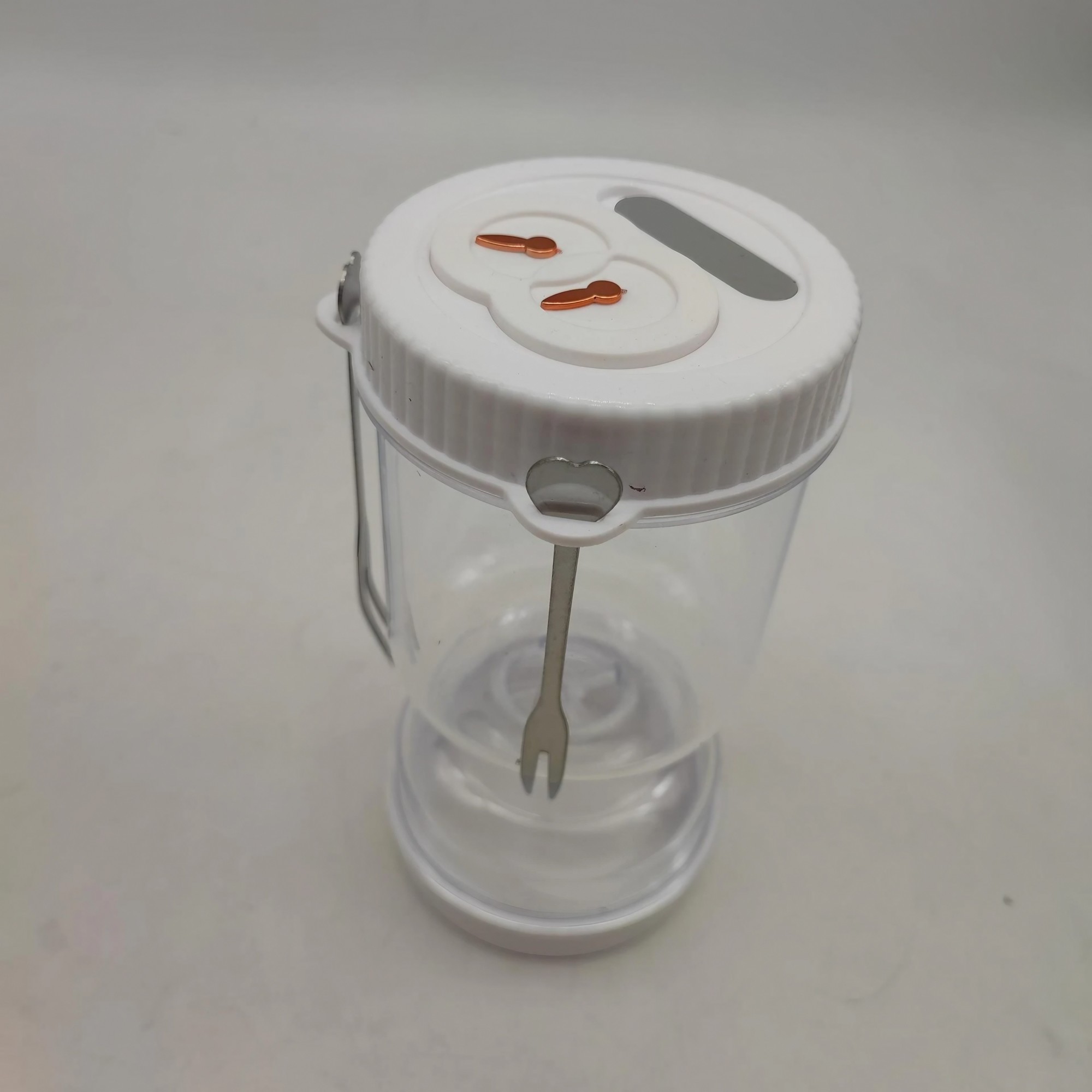 Borcan pentru Muraturi, Flippy, cu Separator pentru Lichide, Ermetic, Termorezistent, Tip Clepsidra, 2 Furculite Incluse, ABS, Alb, 18x9x9 cm - imagine 4