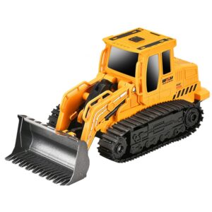 Buldozer cu Senile Jucarie pentru Copii, Flippy, Jucarie Buldozer cu Telecomanda, Jucarie de Constructie, Acumulator cu Incarcare USB, 25 x 12 x 12 cm, Galben