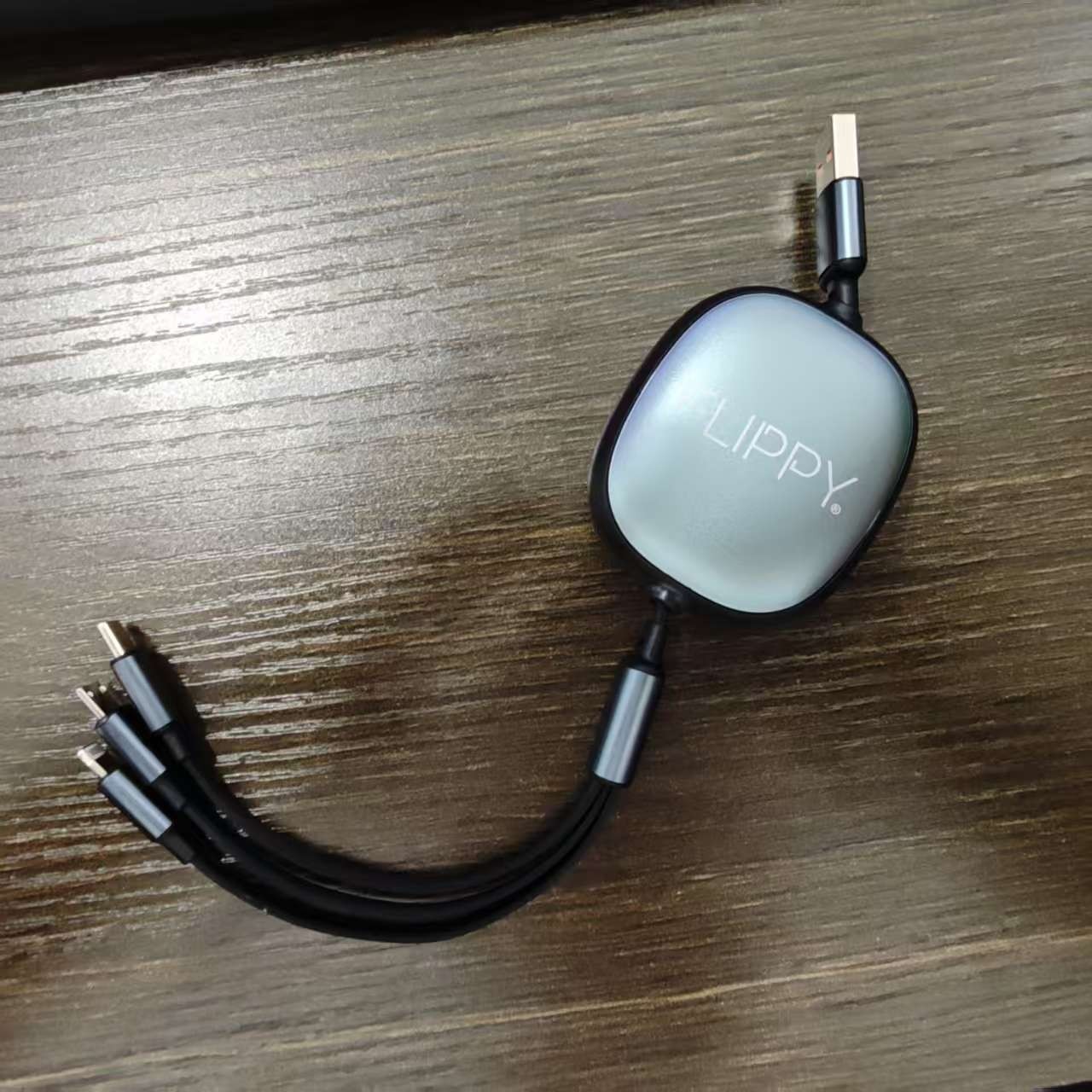 Cablu Retractabil Universal pentru Telefon, Flippy, Universal 3in1 pentru Orice Tip de Telefon, Micro-USB, Lightning, TYPE-C, 1.2M, Negru - imagine 2