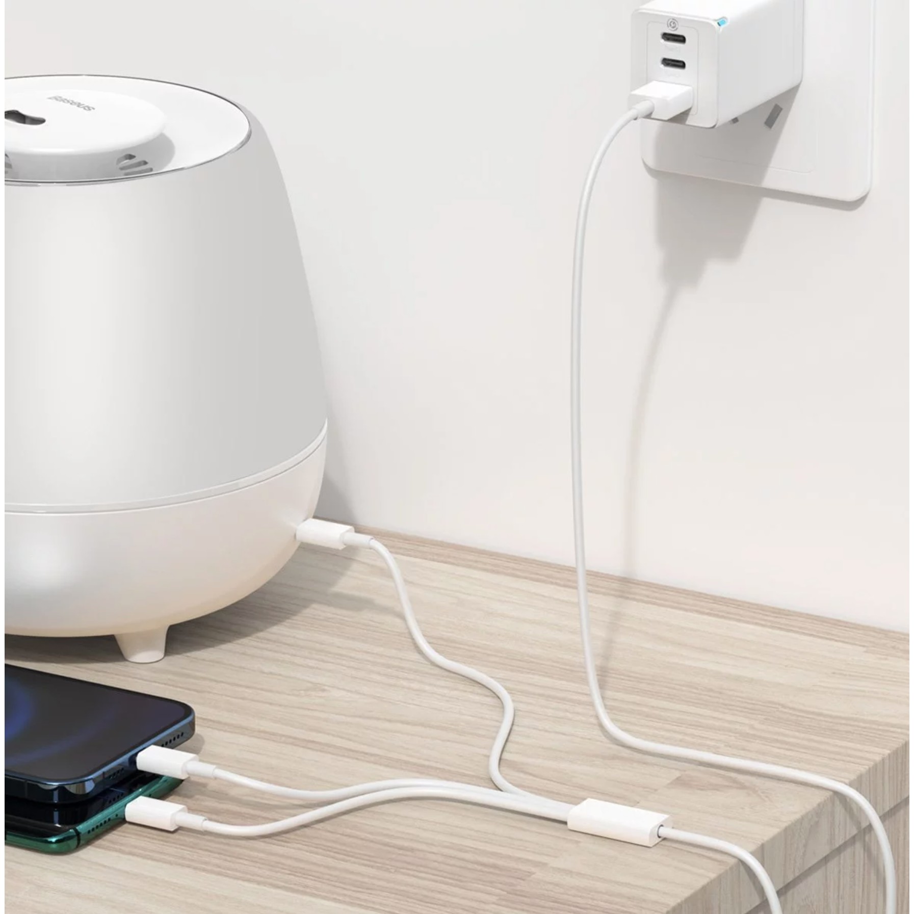 Cablu USB 3in1 Flippy SX - 21, USB la micro USB/USB-C/compatibil iphone, 3A, 1.2m (alb) - imagine 4