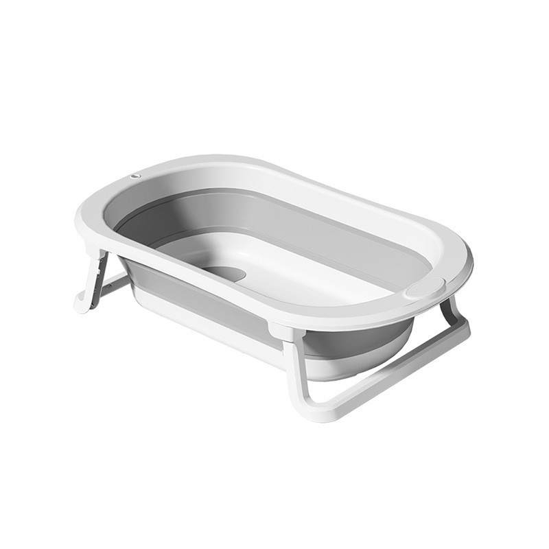 Cada de Baie Pliabila, Flippy, cu Suport, Indicator de Temperatura, 0-8 Ani, din PP+TPR, 45 l Capacitate, 80 x 50 x 23 cm, Gri - imagine 3