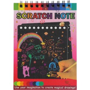 Caiet cu fise razuibile Flippy, DIY Magic Scratch, 12 File, Curcubeu, Creion din Lemn, Cartonase negre, 14 x 10 cm, rosu