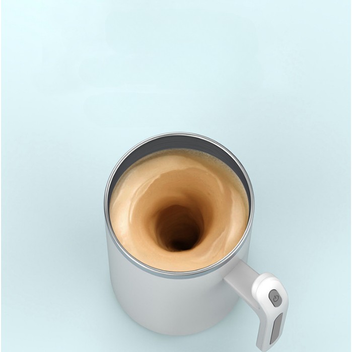 Cana portabila cu mixer incorporat, Flippy, pe baterii, 380 ml, alb - imagine 4