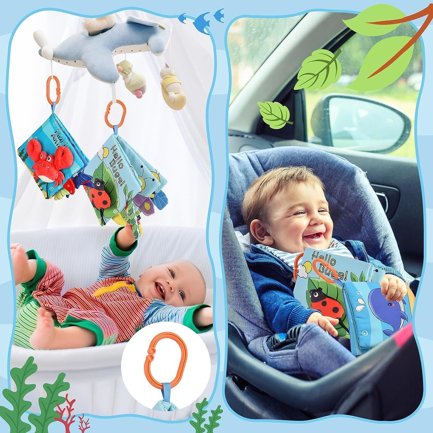 Carte Senzoriala, Flippy, pentru Bebelusi, 15x16x4 cm, cu Animalute, 3D, Cu Sunete si Fosnete, 0-3 Ani, Model Buburuza, Multicolor - imagine 3