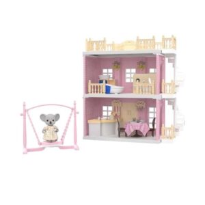 Casa pentru papusi cu baie si bucatarie, figurine si mobilier inclus