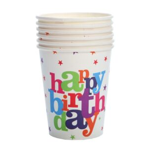Set 6 Pahare de Carton, Flippy, Colectia Happy Birthday, 7 x 5 x 8.5 cm, 230 ml, Multicolor
