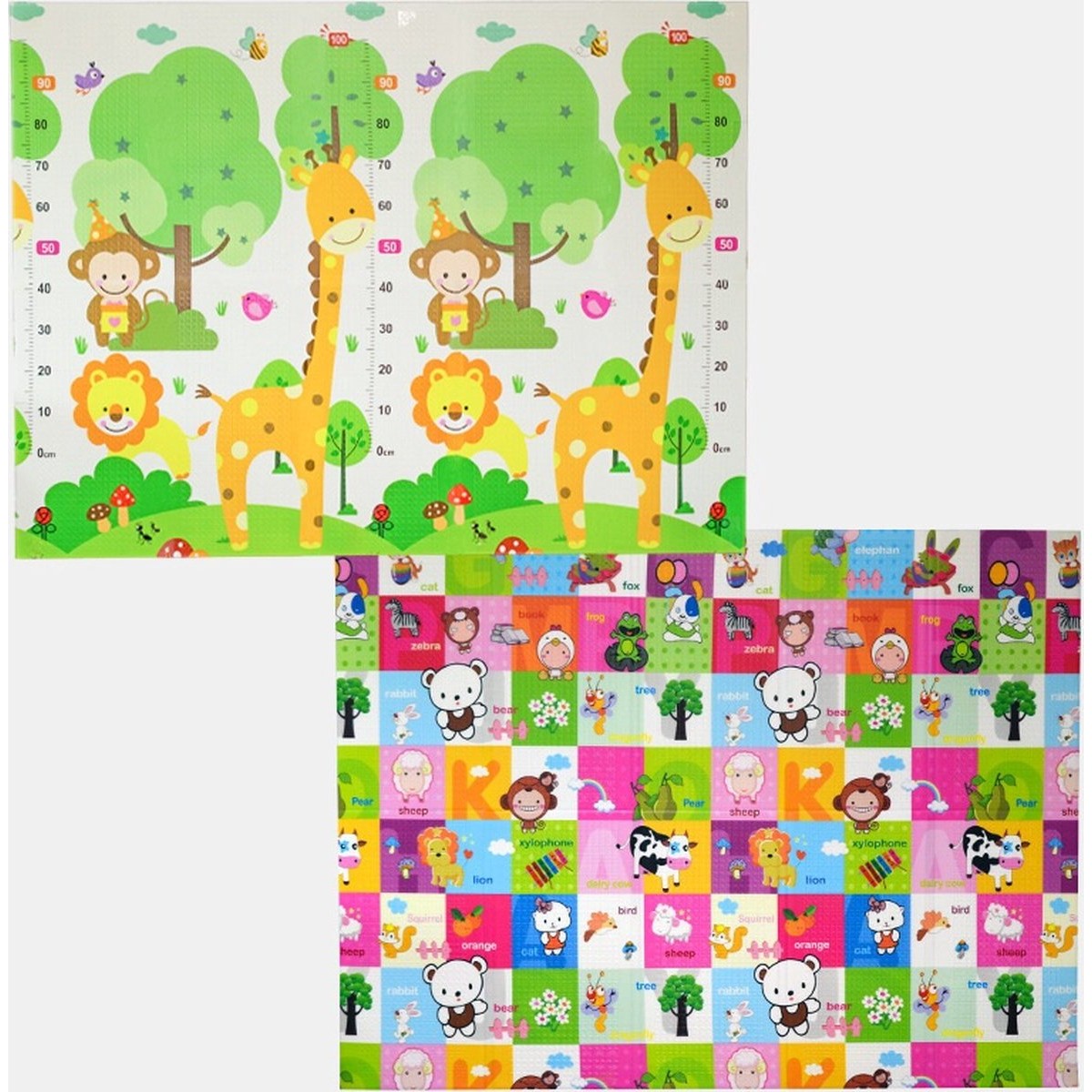 Covoras pentru Copii, Flippy, cu 2 Fete, Model Safari/Animale, din XPE+PE, Impermeabil, Antiderapant, Protectie Termica, +3 Luni, Pliabil, 150 x 200 x 1 cm, Multicolor - imagine 2