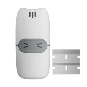 Mini Racleta de Curatare, Flippy, pentru Etichete, Adezivi, din ABS+ Metal, 2 Lame Incluse, Alb/Gri