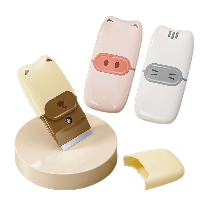 Mini Racleta de Curatare, Flippy, pentru Etichete, Adezivi, din ABS+ Metal, 2 Lame Incluse, Alb/Gri - imagine 4