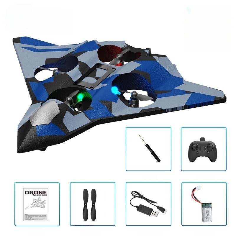Jucarie Interactiva, Flippy, Aeronava de Lupta, din EVA, cu Telecomanda, Incarcare USB, +14 Ani, 24 x 25.5 x 4.2 cm, Model Army, Albastru - imagine 3
