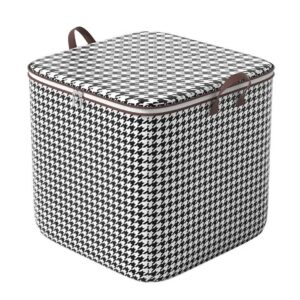 Cutie de Depozitare cu Fermoar, Flippy, Pliabila, Maner Ranforsat, Fermoar Rezistent, pentru Haine, Paturi, Plapumi, Perne, Lenjerii de Pat, Jucarii, 40x50x50 cm, 100 Litri, in Carouri, Alb-Negru