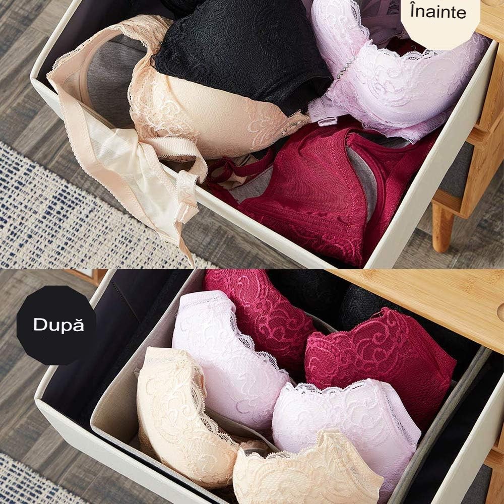 Cutie De Depozitare, Flippy, Pentru Lenjerie, Sosete Si Sutiene, Material Textil, 6 Compartimente, 32 x 16 x 10 cm, Culoare Gri - imagine 2