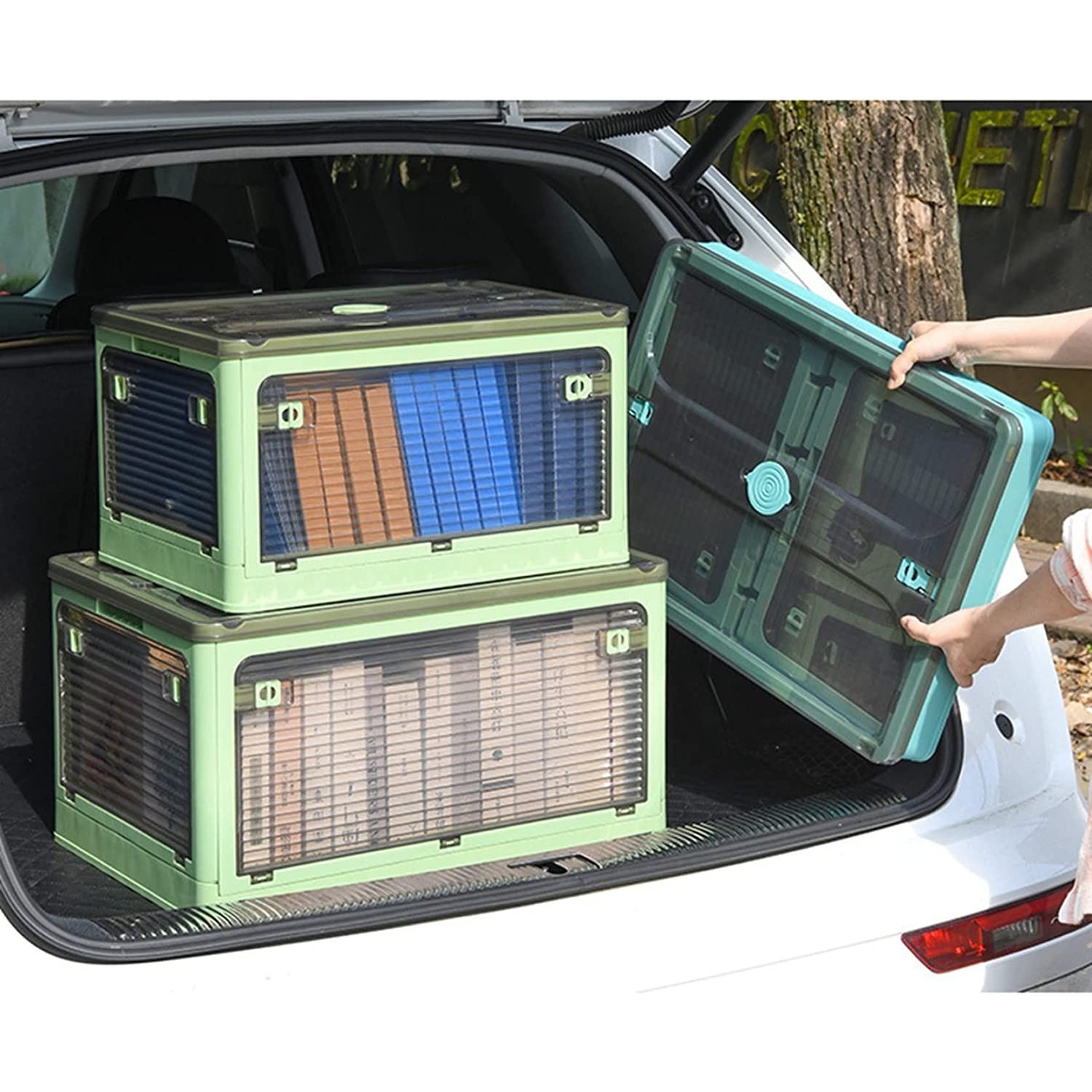 Cutie de depozitare pliabila, Flippy, Cu capac, 29 L, Plastic, 40.5x29x24.5 cm, Albastru - imagine 2