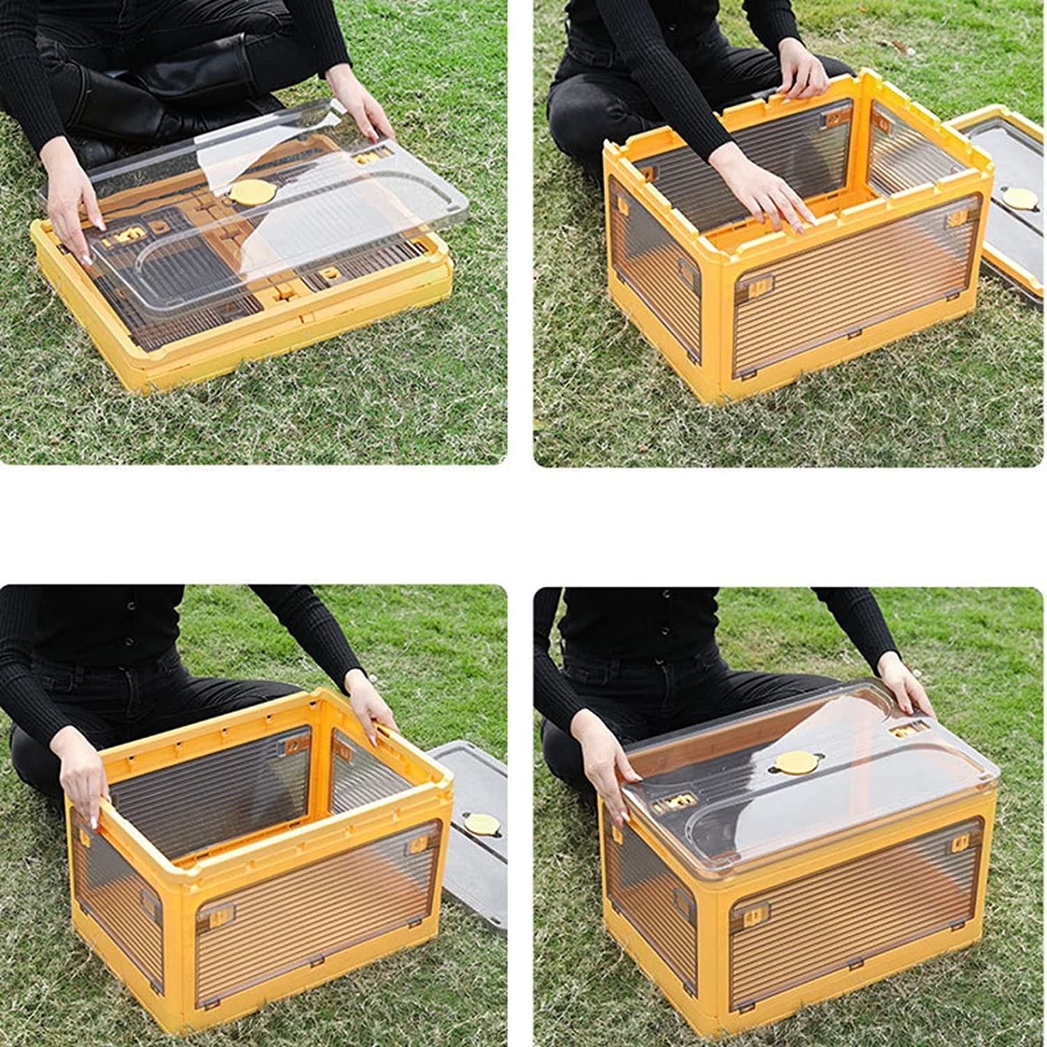 Cutie de depozitare pliabila, Flippy, Cu capac, 29 L, Plastic, 40.5x29x24.5 cm, Albastru - imagine 3