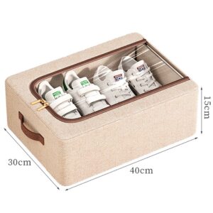 Cutie Depozitare cu Cadru Metalic, Flippy, pentru Incaltaminte, Haine, Lingerie, Fermoar Calitativ, Fereastra Transparenta, Manere Laterale, 40 x 30 x 15 cm Bej