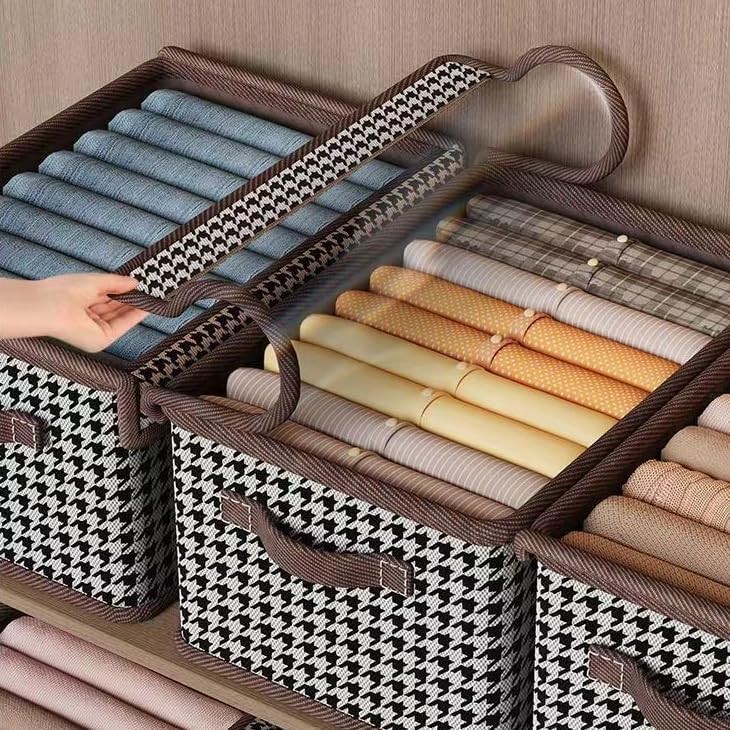 Cutie Depozitare, Flippy, Capac Transparent, Model In Carouri, Model Mare, Maro - imagine 2