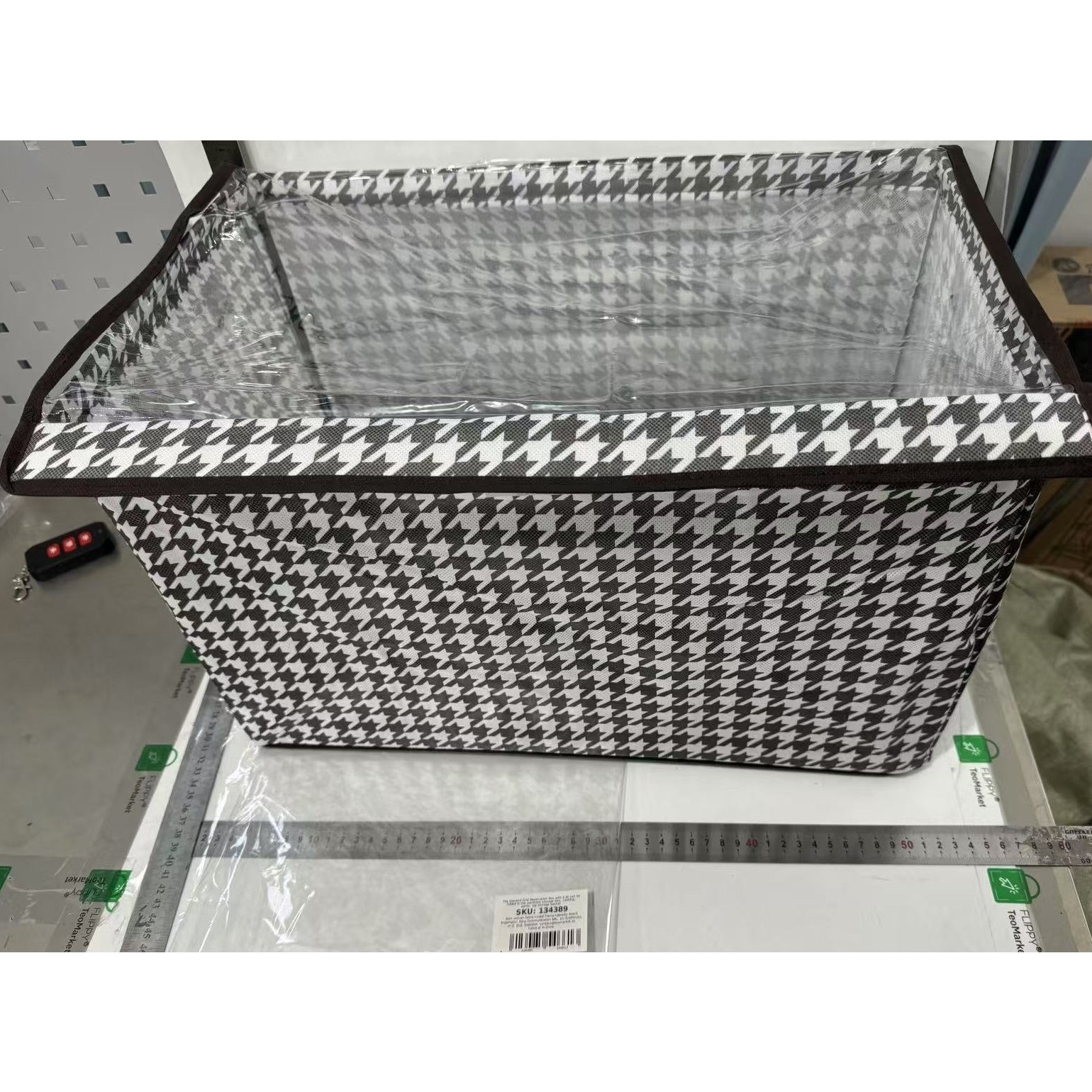 Cutie Depozitare, Flippy, Capac Transparent, Model In Carouri, Model Mare, Maro - imagine 4