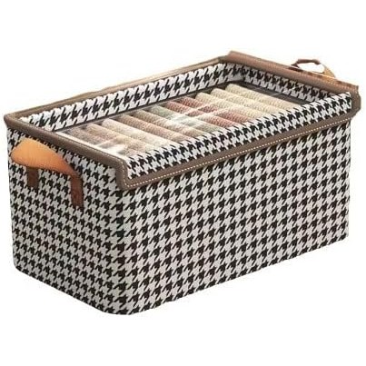 Cutie Depozitare, Flippy, Capac Transparent, Model In Carouri, Model Mare, Maro