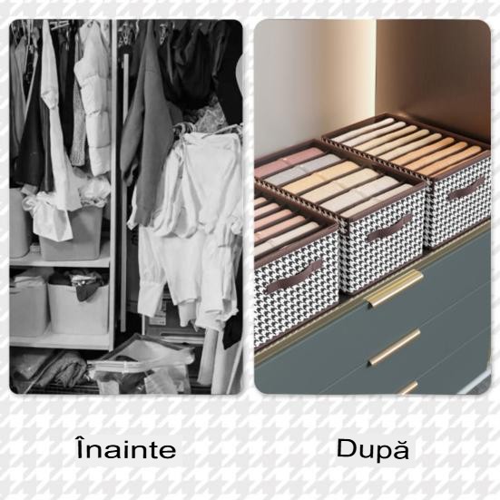 Cutie Depozitare, Flippy, Capac Transparent, Model In Carouri, Model Mediu, Maro - imagine 3