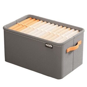 Cutie Depozitare Flippy, pentru Haine, lucruri, din Textil cu Cadru Metalic, Manere Laterale, forma Dreptunghiulara, 35 x 25 x 22cm, volum 19 L, Gri