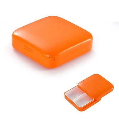 Cutie depozitare medicamente, 2 compartimente, Glisanta, Portocaliu, Patrata, Flippy, Inchidere etans - imagine 3