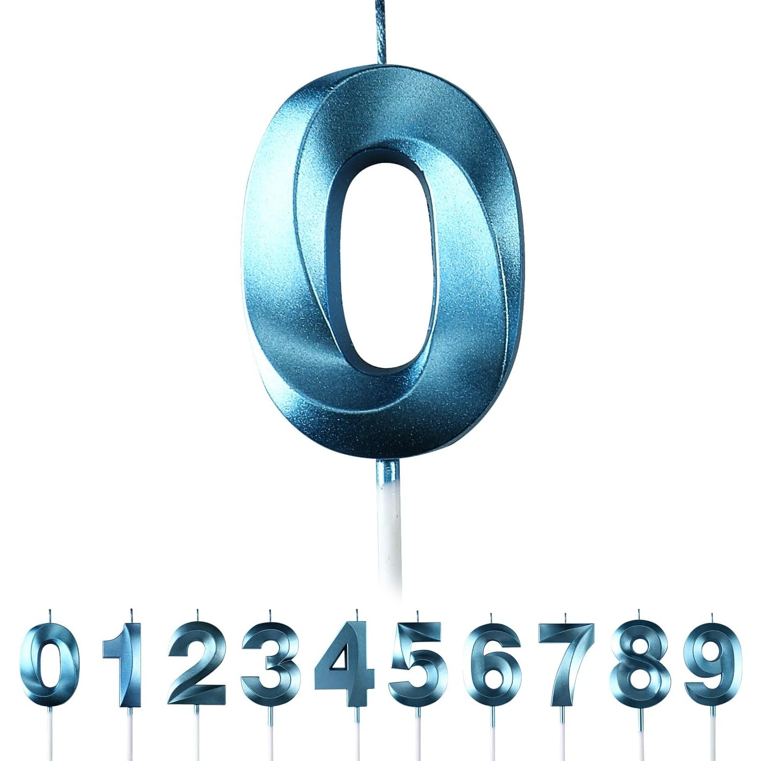 Lumanare Cifra 0, Flippy, Model Diamond, 5 x 3.4 cm, Albastru - imagine 4