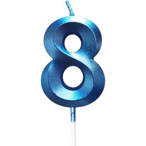 Lumanare Cifra 8, Flippy, Model Diamond, 5 x 3.4 cm, Albastru