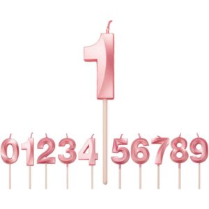 Lumanare Cifra 1, Flippy, Model Diamond, 5 x 3.4 cm, Roz