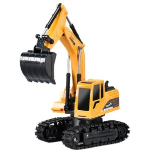 Excavator Jucarie pentru Copii, Flippy, Jucarie Excavator cu Telecomanda, Jucarie de Constructie, Acumulator cu Incarcare USB, 23 x 22 x 9 cm, Portocaliu