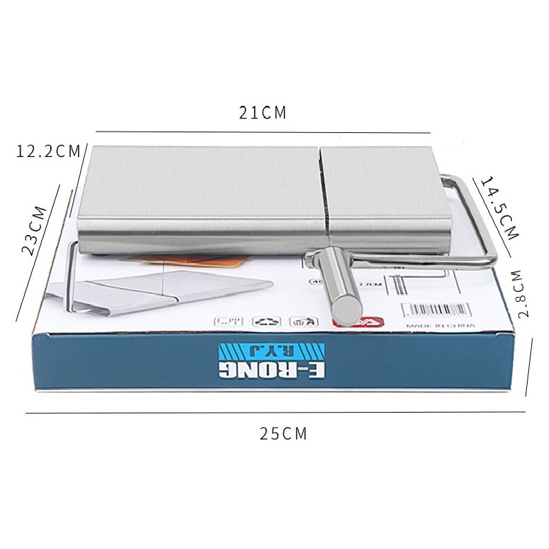 Feliator manual Flippy, pentru cascaval, salam, prajituri, unt, din otel inoxidabil, usor de curatat si utilizat, 5 lame de schimb incluse, picioare antiderapante, 21 x 12.2 x 2.8 cm, argintiu - imagine 4