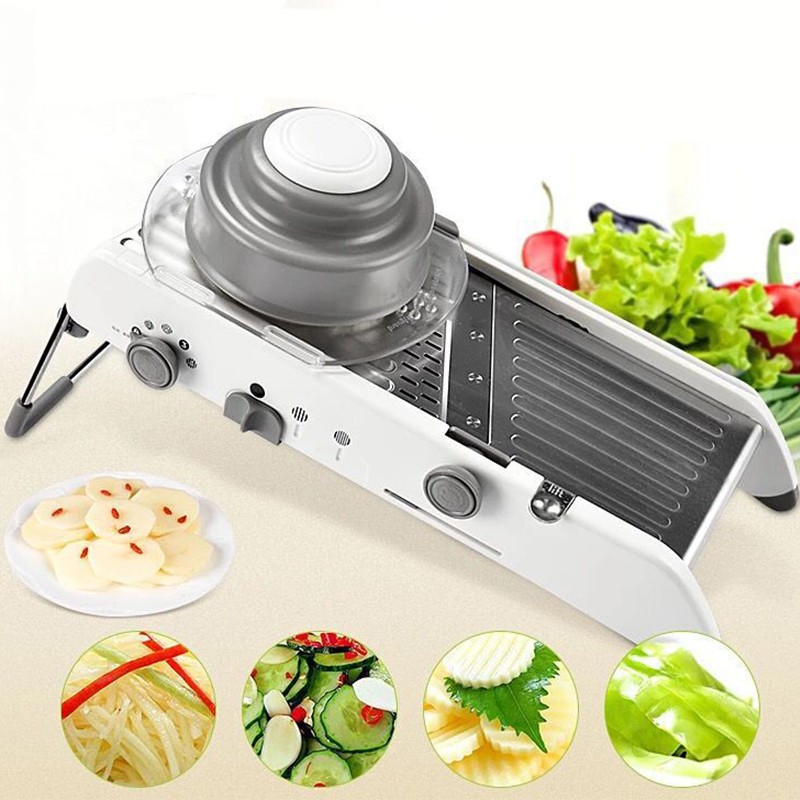 Feliator Manual Multifunctional, Flippy, Usor de Folosit, pentru Legume, Fructe, Razatoare, Otel Inoxidabil, Accesoriu Bucatarie, 39 x 11.5 x 12.5 cm Alb - imagine 3