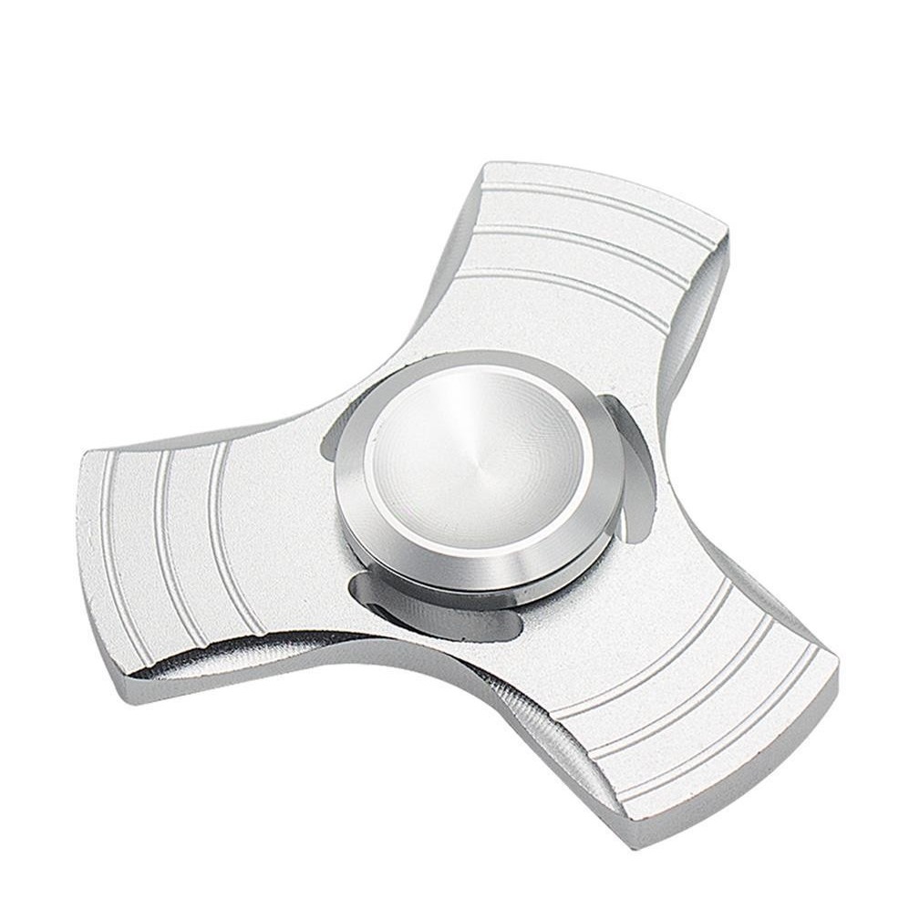 Fidget Spinner Jucarie Antistres De Metal Cu Orificii Argintiu 2