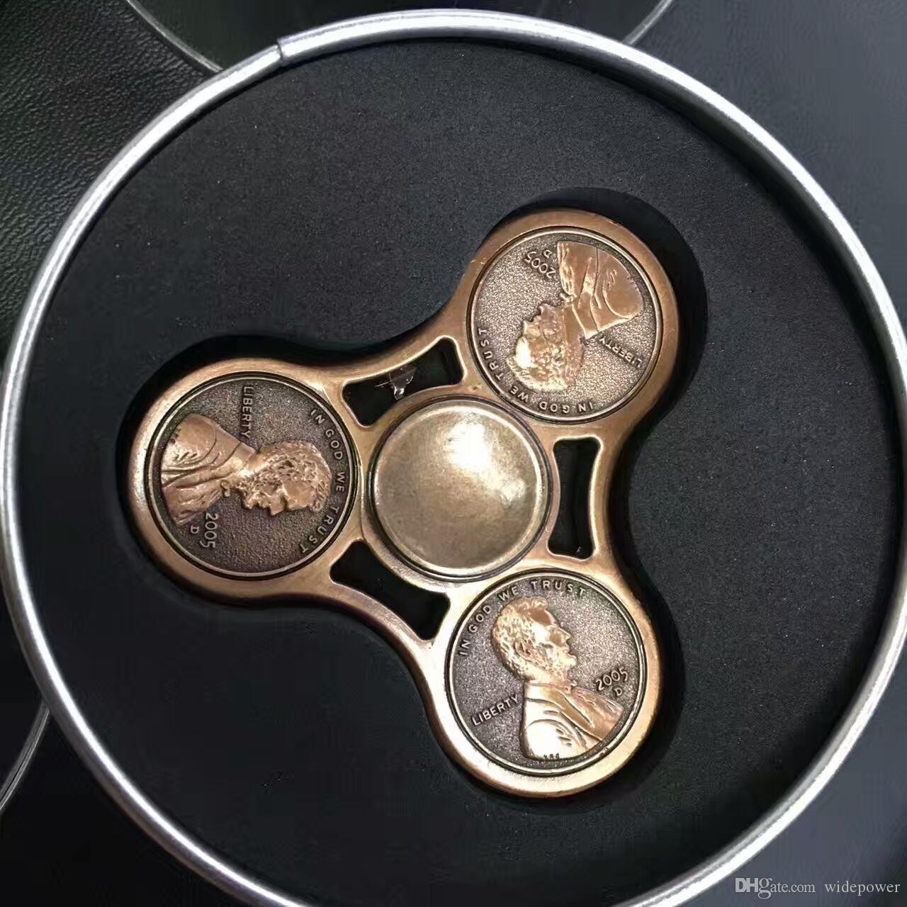 Fidget Spinner Jucarie Antistres Model One Cent Auriu - imagine 3