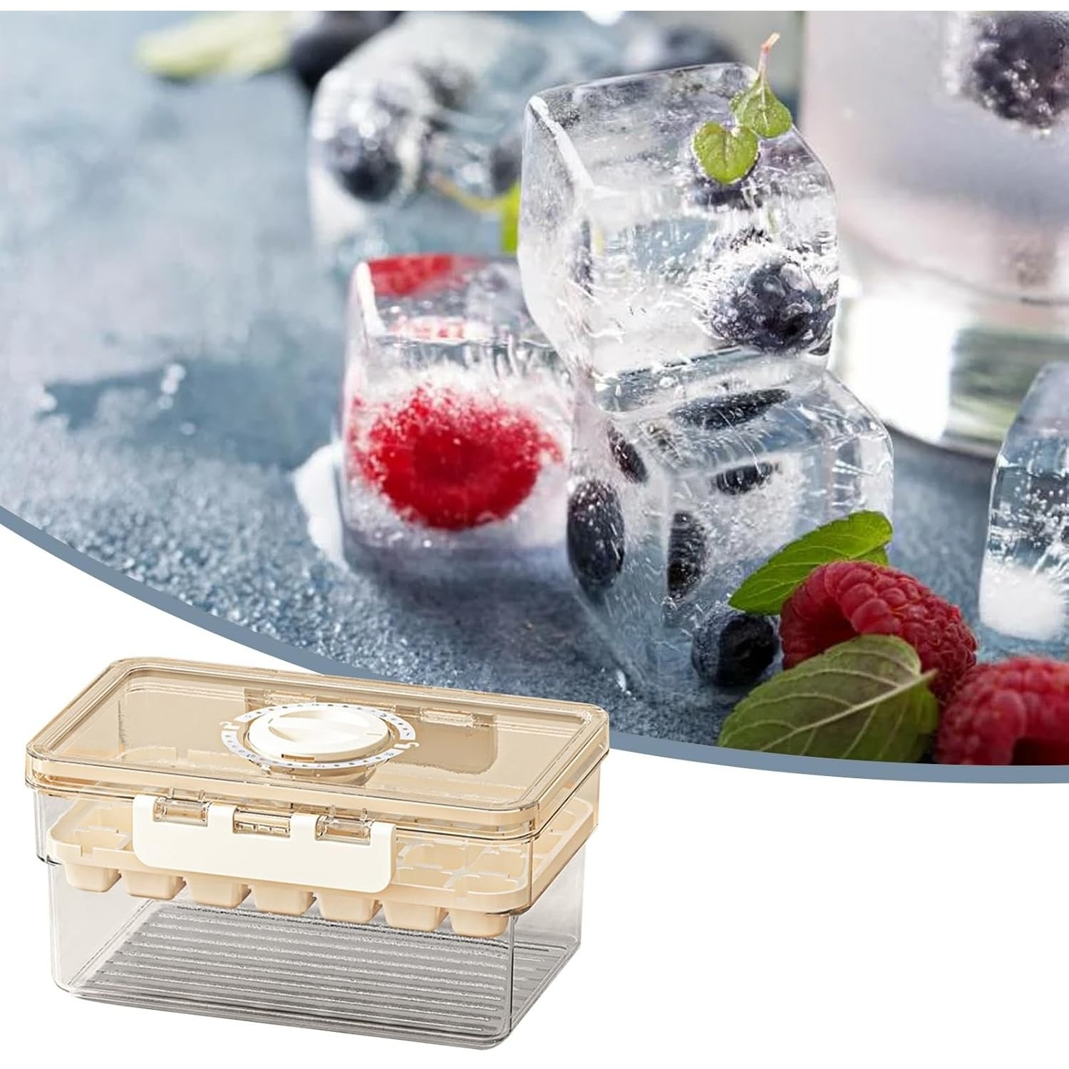 Forma de Gheata, Flippy, Doua Straturi, Inchidere Etans, din PP+PET, 19 x 12 x 9.5 cm, Bej - imagine 3