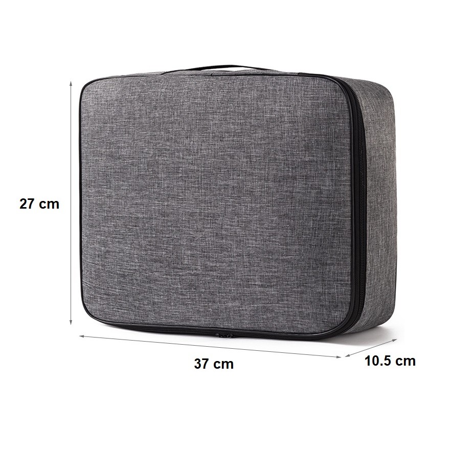 Geanta pentru Depozitare Acte si Documente, Flippy, 1 Compartiment mare cu Curele Interioare, Impermeabila, 37 x 10.5 x 27 cm, Gri - imagine 2
