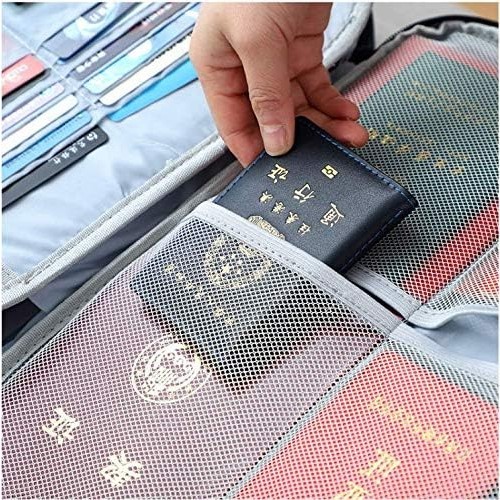 Geanta Flippy pentru Depozitare Acte si Documente, Facturi, Carduri, cu Cod de Securitate, 5 Compartimente, Impermeabila, 37 x 20 x 27 cm, Albastru - imagine 4