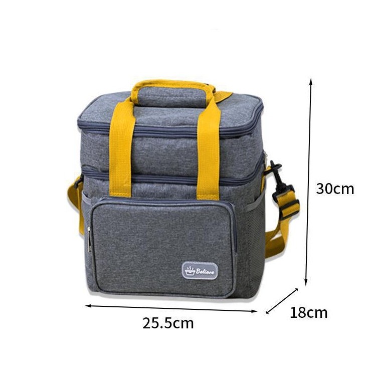 Geanta Termica, Flippy, 2 Compartimente Separate, Multifunctionala, Impermeabila, Manere si Curea de Umar, 25.5x18x30 cm, Gri - imagine 2