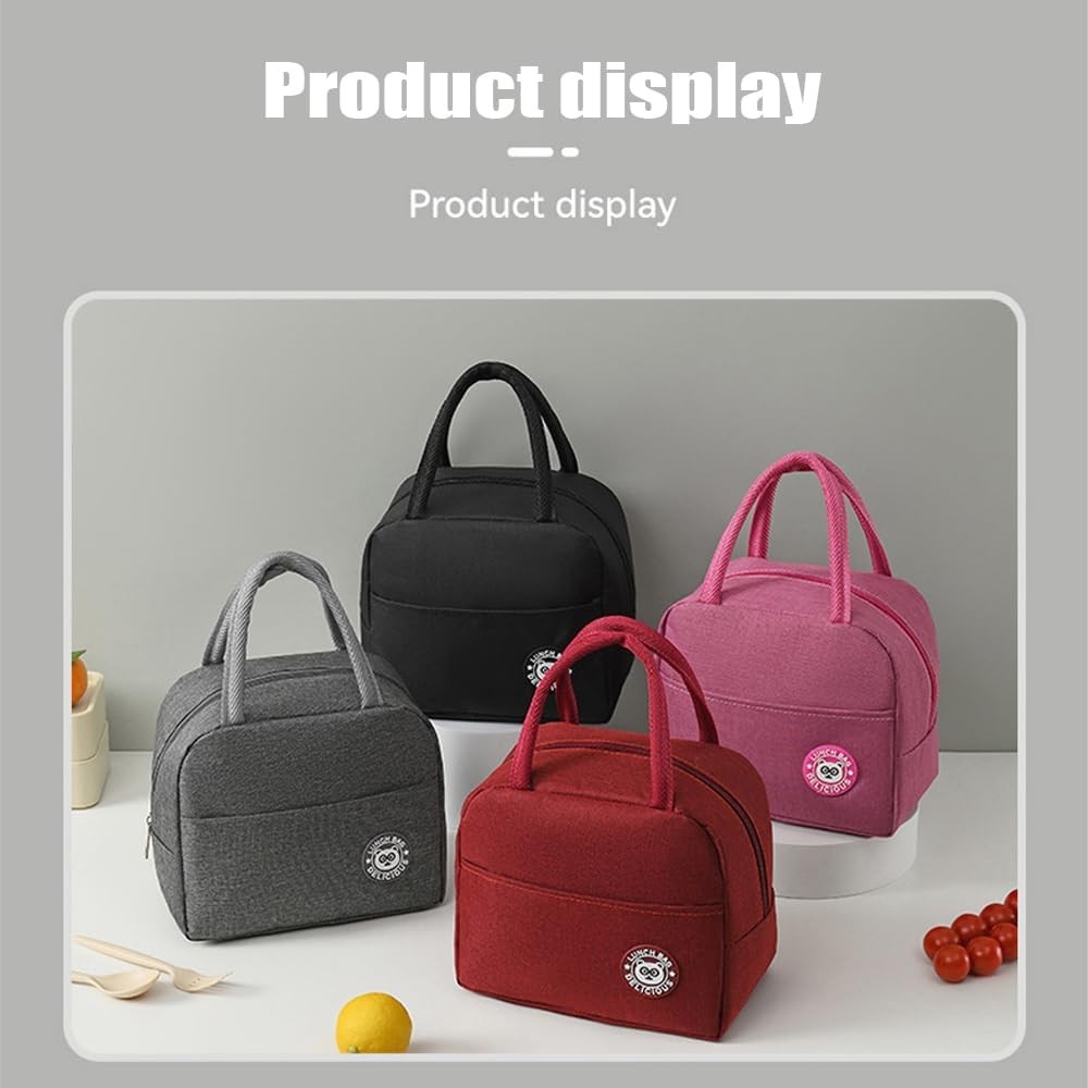 Geanta Termica pentru Pranz Flippy, Multifunctionala, Compartimentata, Impermeabila, cu Manere, Buzunar Exterior, 22x14x19 cm, Rosu - imagine 3