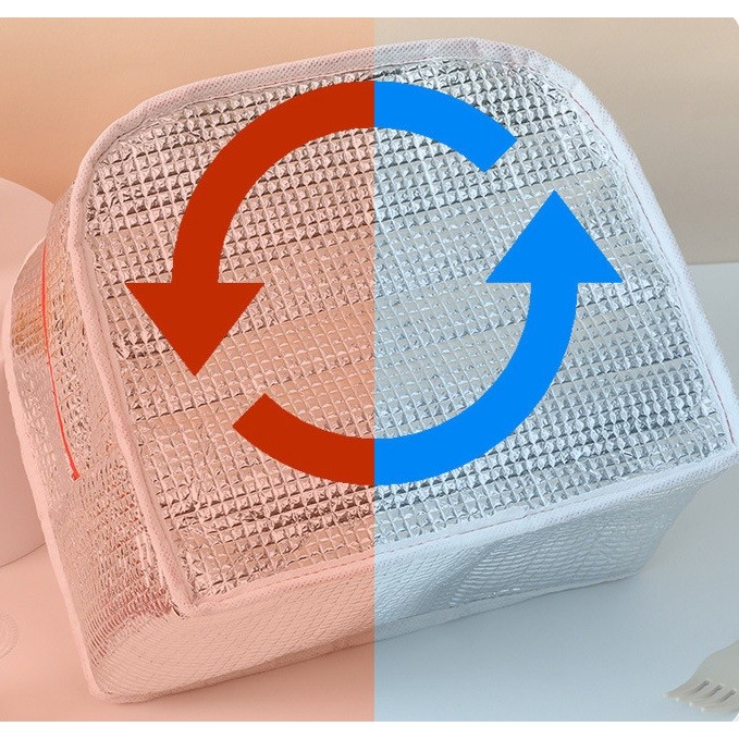 Geanta Termoizolanta pentru Copii, Flippy, 23x13x19 cm, Model Imprimeu Unicorn, din Folie de Aluminiu si Panza Oxford, Roz - imagine 4