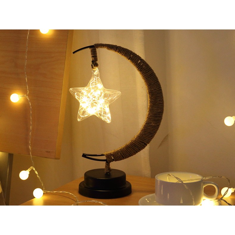 Lampa veghe Flippy, semi-luna cu stea din sticla, led, 28x15 cm, alb cald - imagine 3