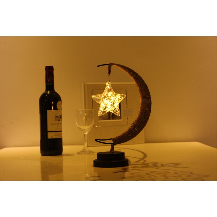 Lampa veghe Flippy, semi-luna cu stea din sticla, led, 28x15 cm, alb cald - imagine 4