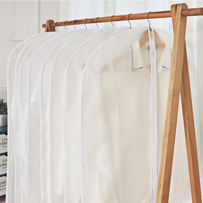 Set 5 Huse de Depozitare cu Fermoar, Flippy, pentru Haine, de Protectie, pentru Voiaj, Netesut, Rezistent la Praf, 60x80 cm, Transparent-Alb - imagine 2