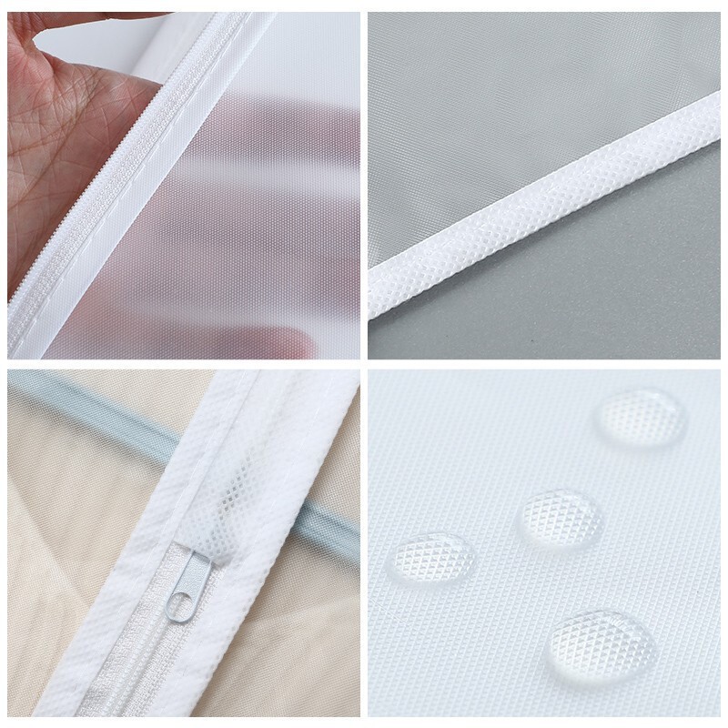 Set 5 Husa de Depozitare cu Fermoar, Flippy, pentru Haine, de Protectie, pentru Voiaj, Netesut, Rezistent la Praf, 60x140 cm, Transparent-Alb - imagine 2