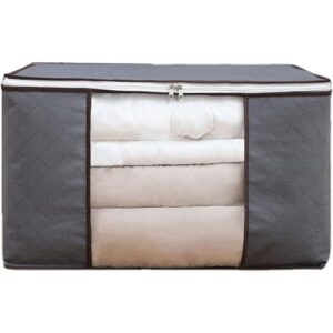 Husa de Depozitare, Flippy, Intrebuintare Multipla, Pliabila, cu Fermoar Bidirectional si Fereastra Laterala Transparenta, Lavabila, 60x40x35 cm, Gri